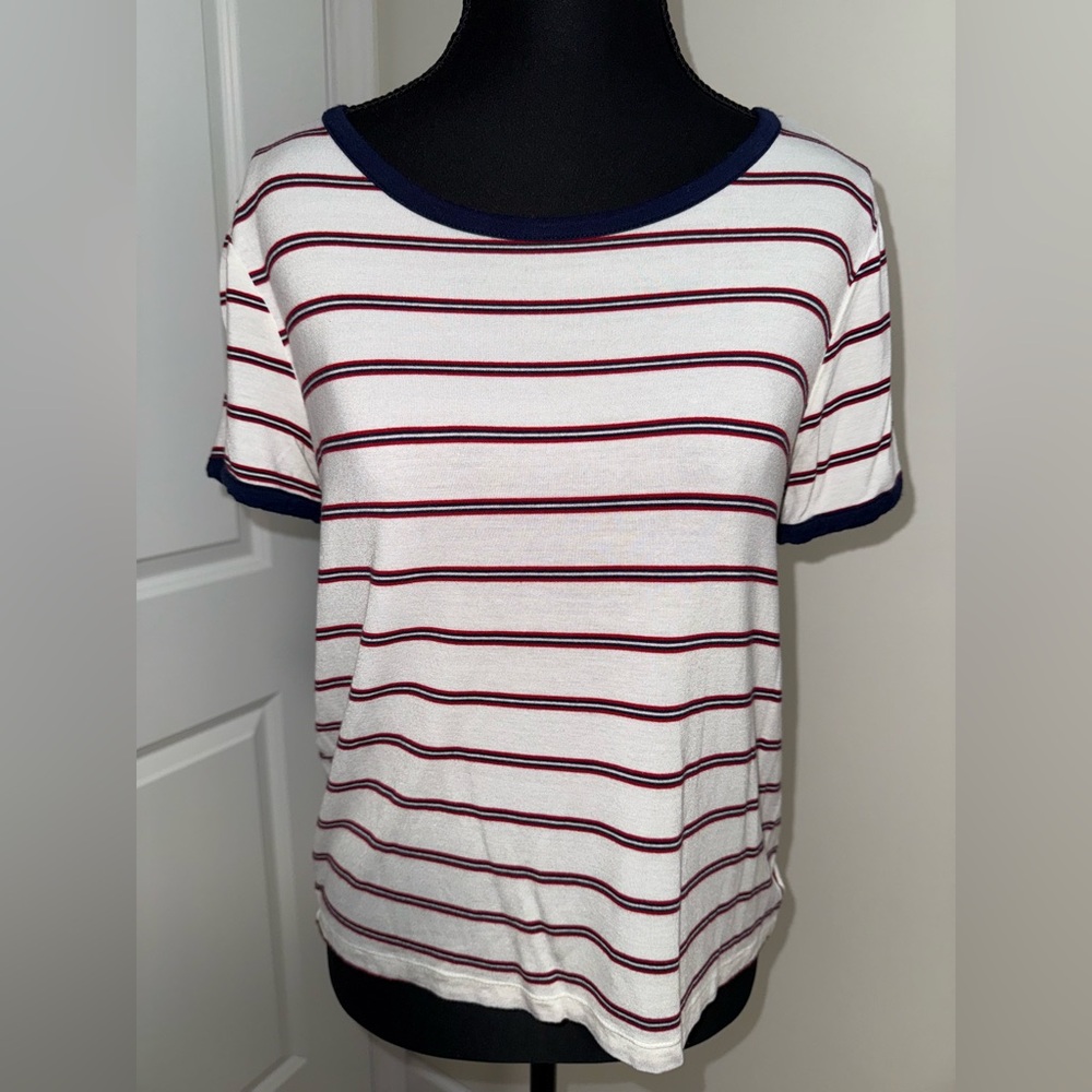 Striped Navy and Red Women's Top